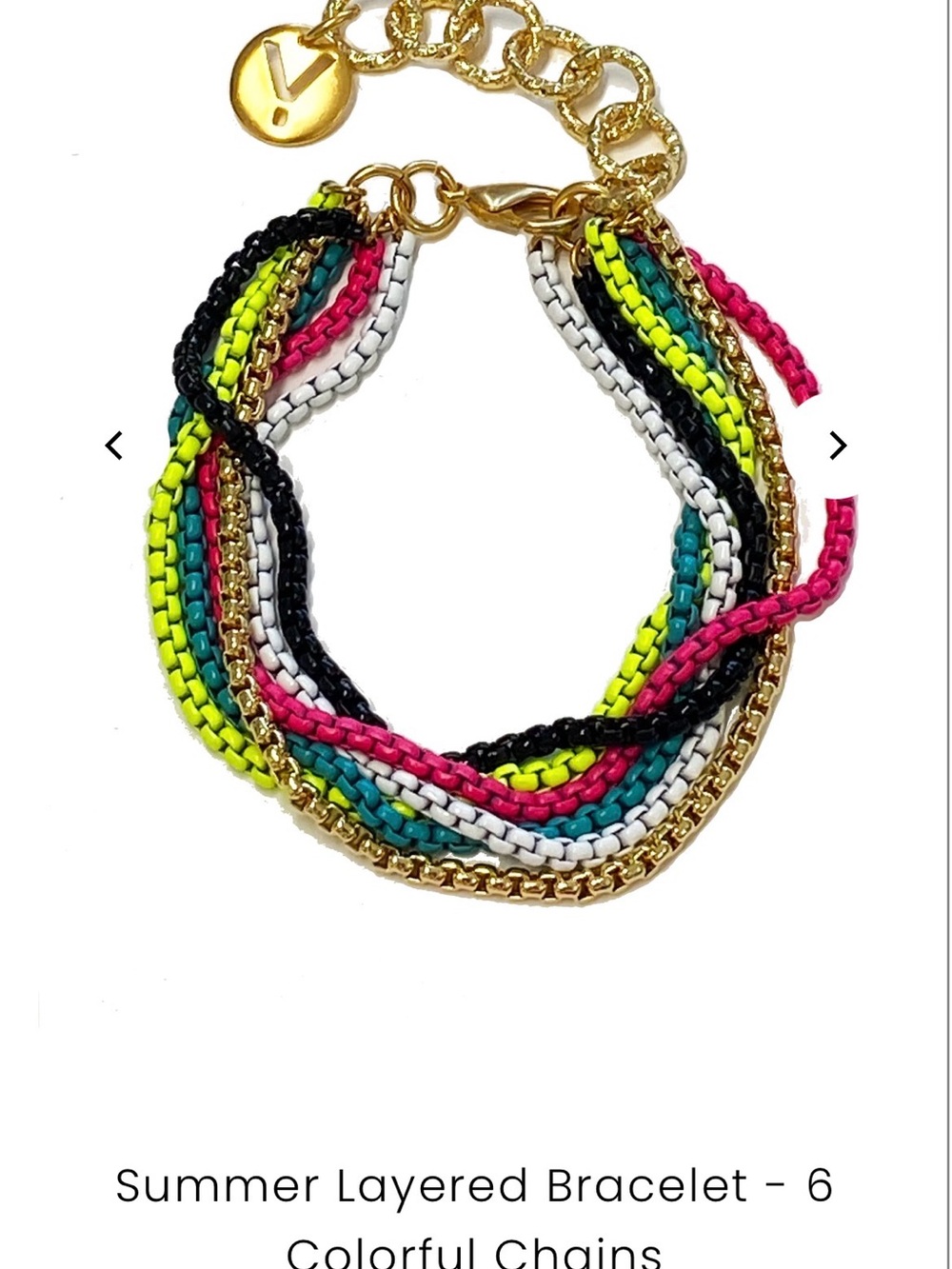 Summer Layered Multicolor Bracelet with Gold Chain